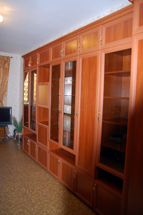 Мебельная стенка, МДФ в рамке, ‘Ольха’, ‘Яблоня Толедо’