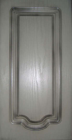 Фасад мебельный. Цвет "Дуб белый"   1155ВД  в чёрной патине,  Исполнение - глухое