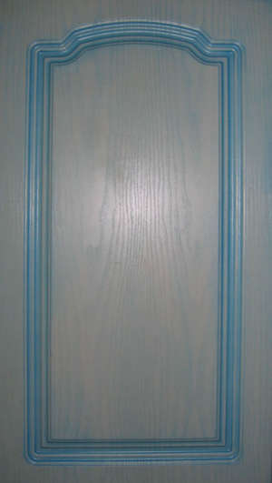 Фасад мебельный. Цвет "Дуб белый"  1155ВД   в синей патине,  Исполнение - глухое