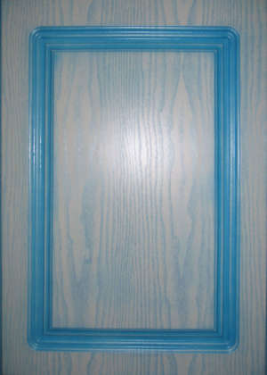 Фасад мебельный. Цвет "Дуб белый"  1155ВД  в синей патине  исполнение - глухое