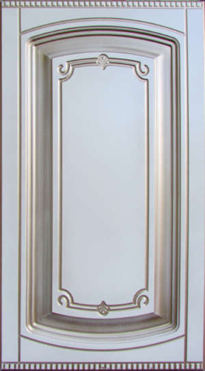 Фасад мебельный. Цвет "Ваниль" 2450, в патине - "Золото",  исполнение - глухое