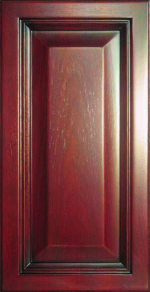 Фасад мебельный. Дуб красный в патине,  фасад глухой  с выпуклой вставкой