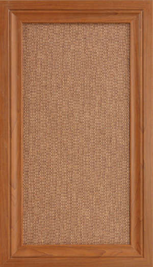 Фасад мебельный. Вставка - ротанг,  рамка - цвет "Орех"