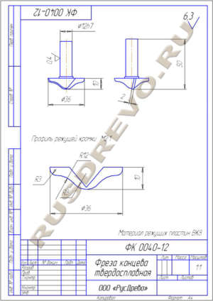 Фреза концевая ФК 0040-12