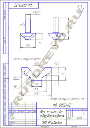 Фреза концевая ФК 0050-12