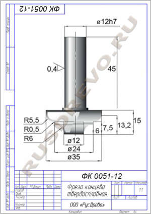 Фреза концевая ФК 0051-12
