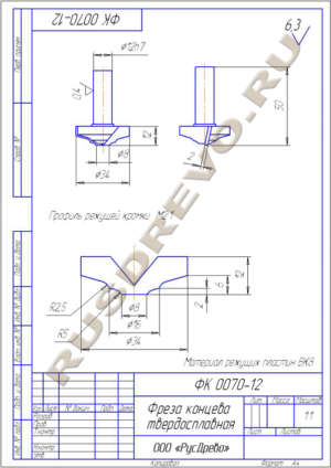 Фреза концевая ФК 0070-12