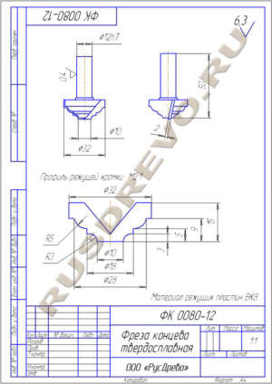 Фреза концевая ФК 0080-12