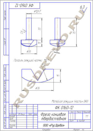 Фреза концевая ФК 0160-12